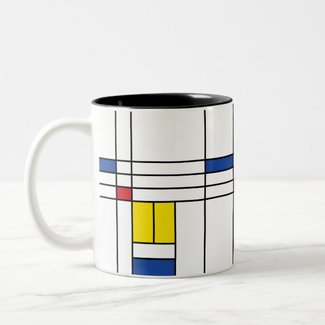 Tasse 2 Couleurs Mondrian II Minimum De Stijl Modern Art Design (Gauche)