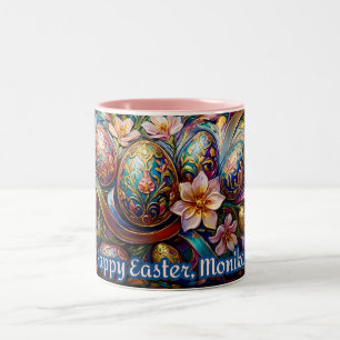 Tasse 2 Couleurs ~ MONIKA ~ JOYEUSES PÂQUES ~ Œufs fleurs ~