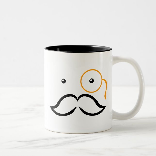 Tasse 2 Couleurs Monocle et Moustache (Droit)
