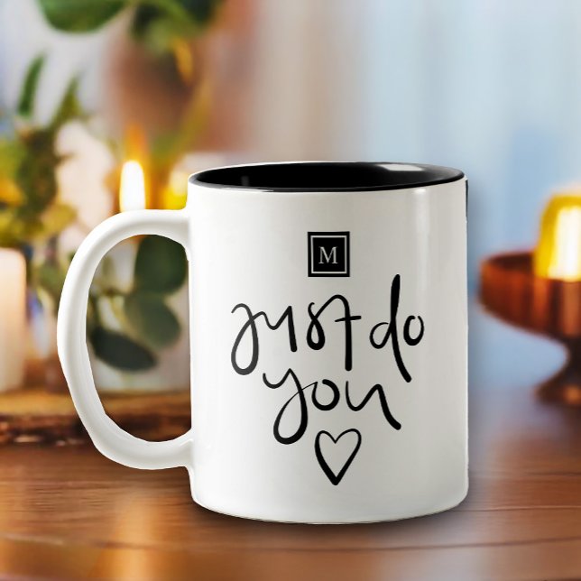 Tasse 2 Couleurs Monogramme (Inspire your day with this just do you typography inspired design featuring a monogram square above.)