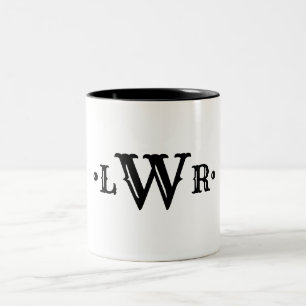 Tasse 2 Couleurs Monogramme à trois lettres personnalisé Élégant no