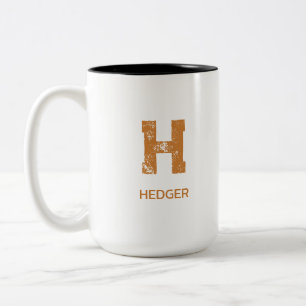 TASSE 2 COULEURS MONOGRAMME À UNE LETTRE MINIMALISTE BRONZE BLANC