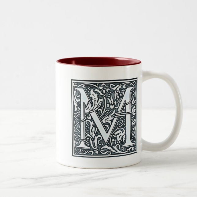 Tasse 2 Couleurs monogramme argent flourish - M (Droit)
