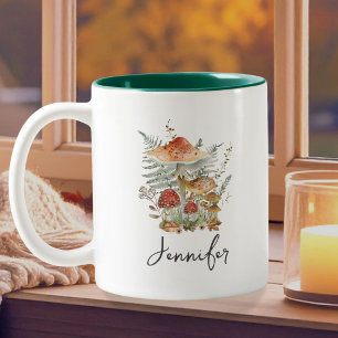 Tasse 2 Couleurs Monogramme aux feuilles de fougère et champignon v
