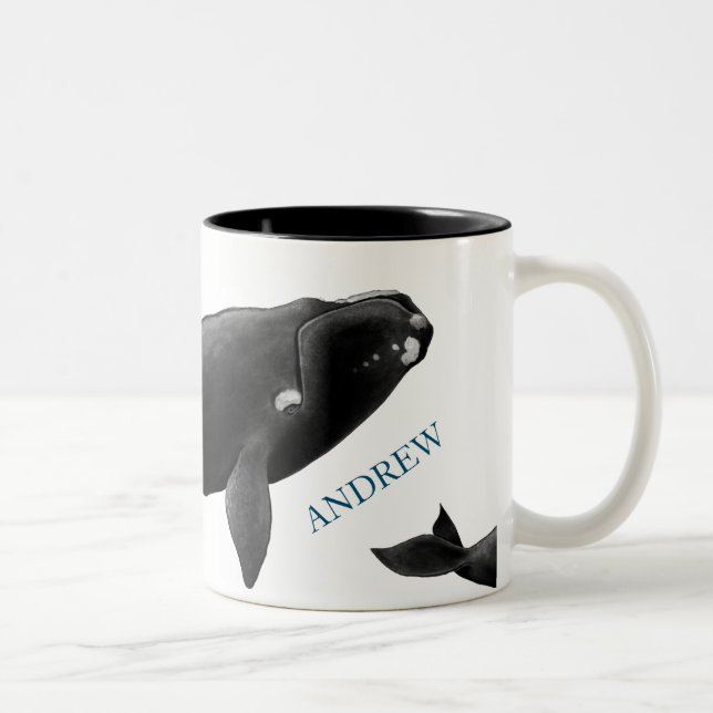 Tasse 2 Couleurs Monogramme Baleine noire de l'Atlantique Nord (Droit)