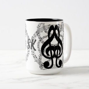 Tasse 2 Couleurs Monogramme Black & White Mirror Image Music 2
