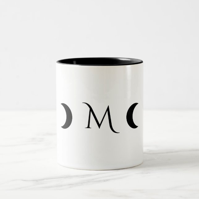 Tasse 2 Couleurs Monogramme blanc et noir des lunes de croissant mo (Centre)