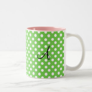 Tasse 2 Couleurs Monogramme blanc vert de pois