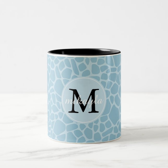 Tasse 2 Couleurs Monogramme bleu d'impression de girafe (Centre)