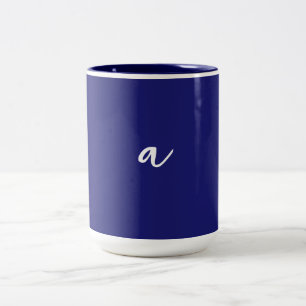 Tasse 2 Couleurs Monogramme clair minimaliste couleur bleu minuit