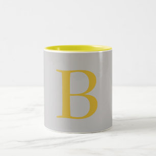 Tasse 2 Couleurs Monogramme couleur or gris moderne Ajouter un nom 