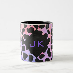 Tasse 2 Couleurs Monogramme Dalmatien noir et rose