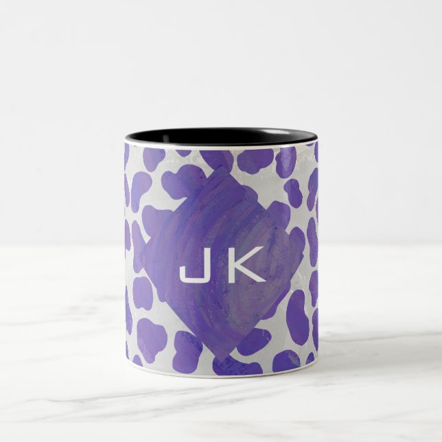 Tasse 2 Couleurs Monogramme Dalmatien violet et blanc (Centre)