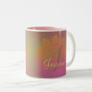 Tasse 2 Couleurs Monogramme de couleur d'automne Mandala