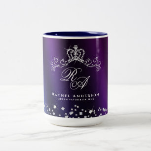 Tasse 2 Couleurs Monogramme de couronne brillant bleu pourpre