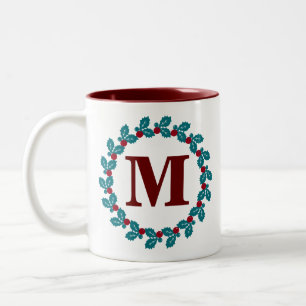 Tasse 2 Couleurs Monogramme de couronne rouge nordique