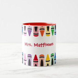 Tasse 2 Couleurs Monogramme de crayon de couleur mignonne pour ense