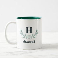 Monogramme de feuille d'eucalyptus vert chasseur