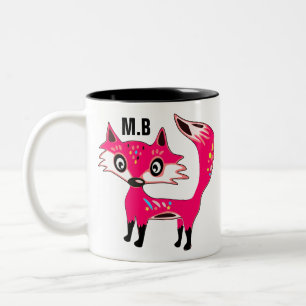 Tasse 2 Couleurs Monogramme de Fox rose pâle