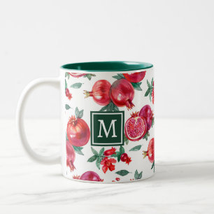 Tasse 2 Couleurs Monogramme de grenade botanique