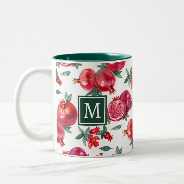 Tasse 2 Couleurs Monogramme de grenade botanique (Gauche)