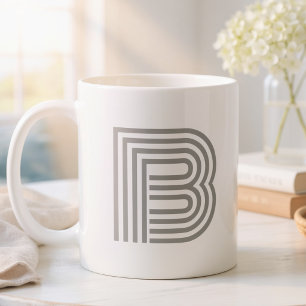 Tasse 2 Couleurs Monogramme de lettre initiale gris blanc moderne é