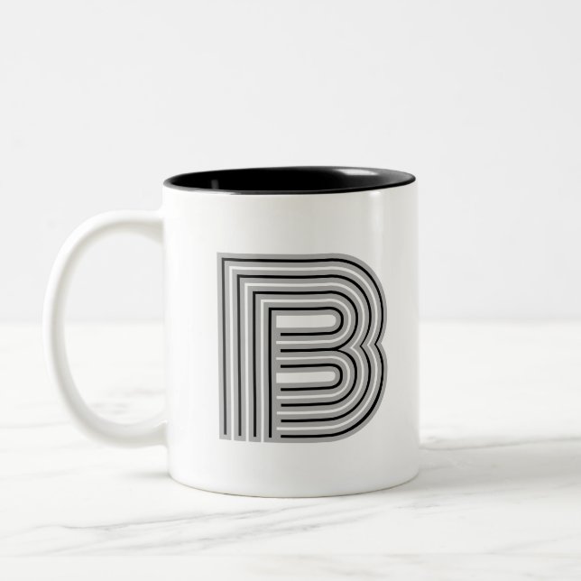 Tasse 2 Couleurs Monogramme de lettre initiale noir blanc moderne é (Gauche)
