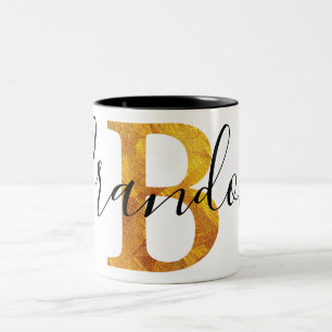 Tasse 2 Couleurs Monogramme de l'or "B" avec le nom personnalisé