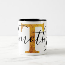 Monogramme de l'or "T" avec le nom personnalisé