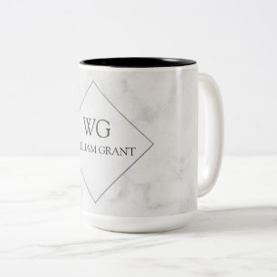Tasse 2 Couleurs Monogramme de marbre blanc chic minimaliste Luxe
