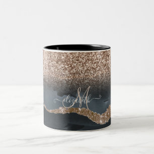 Tasse 2 Couleurs Monogramme de marbre de Parties scintillant modern