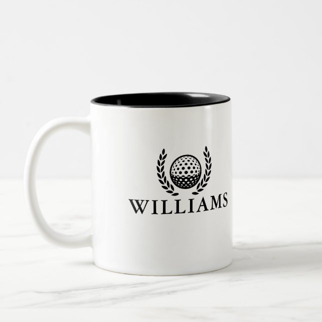 Tasse 2 Couleurs Monogramme de nom personnalisé classique (Gauche)