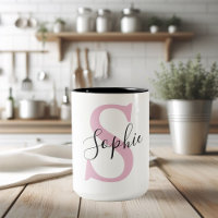 Monogramme de nom personnalisé moderne rose
