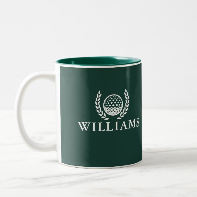 Tasse 2 Couleurs Monogramme de nom personnalisé Vert émeraude class (Gauche)