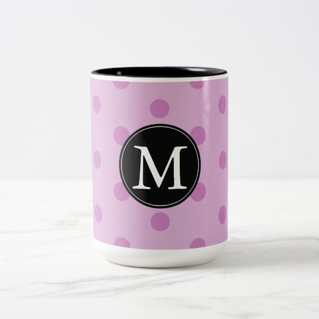 Tasse 2 Couleurs Monogramme de points roses (Centre)