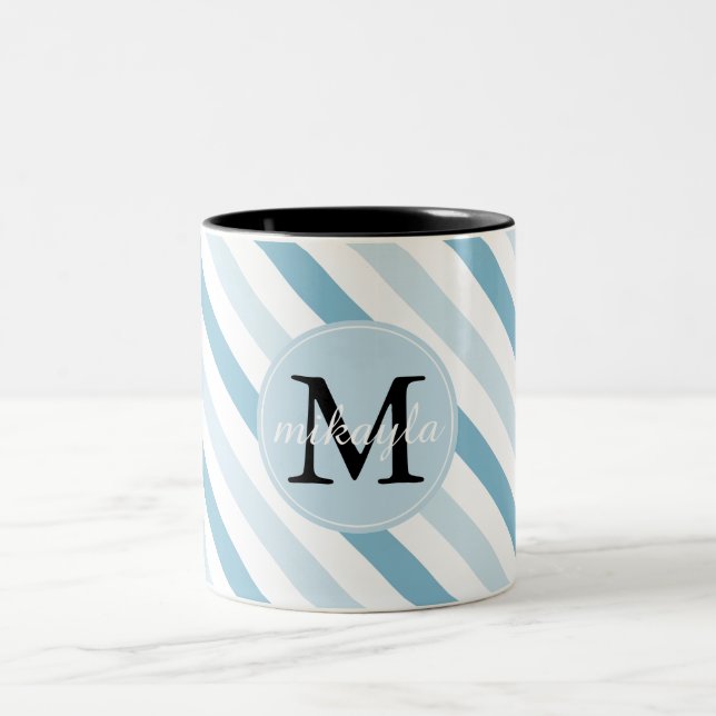 Tasse 2 Couleurs Monogramme des rayures de glace bleue (Centre)