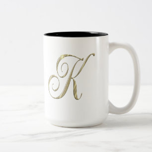 Tasse 2 Couleurs Monogramme d'or K initiales marchandise