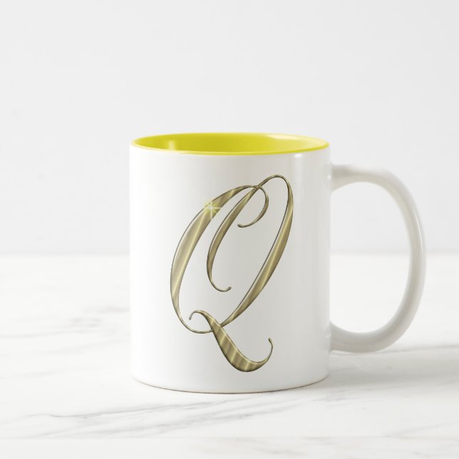 Tasse 2 Couleurs Monogramme d'or Q initiales marchandise (Droit)