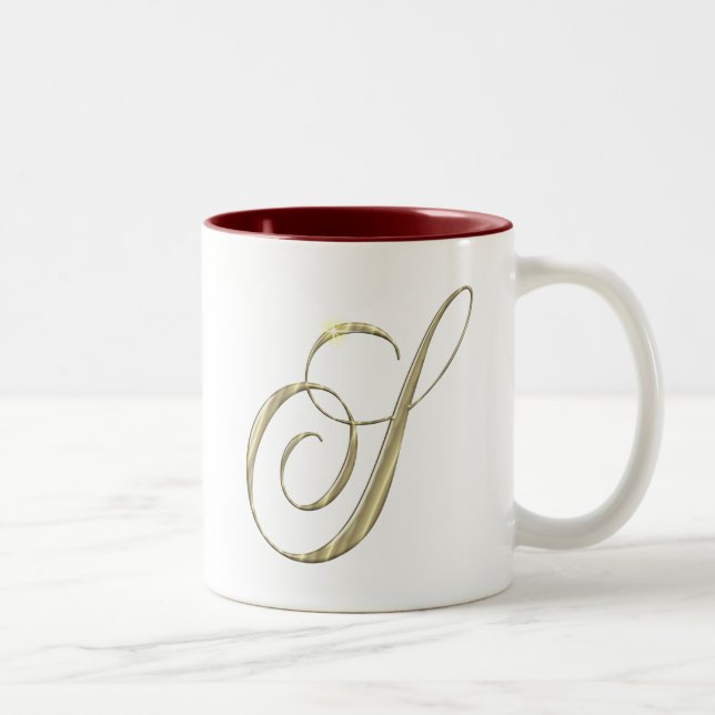 Tasse 2 Couleurs Monogramme d'or S initiales marchandise (Droit)