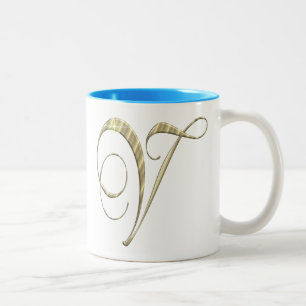 Tasse 2 Couleurs Monogramme d'or V initiales marchandise