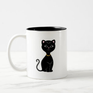 Tasse 2 Couleurs Monogramme et chat noir mou