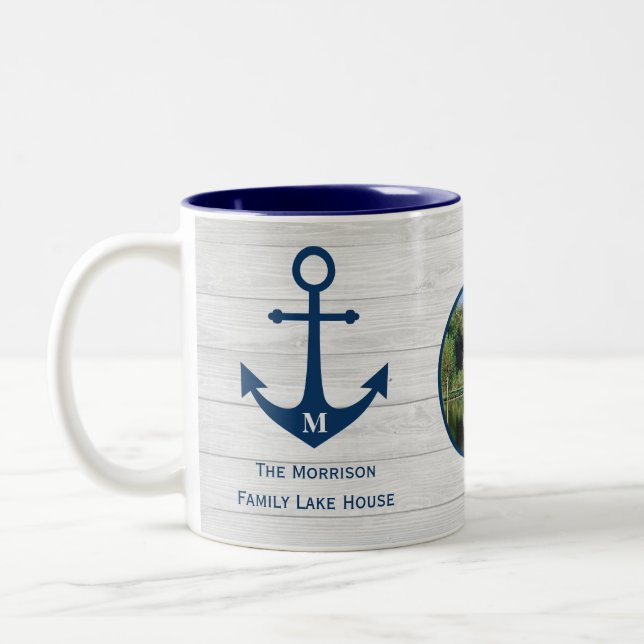 Tasse 2 Couleurs Monogramme Famille Lac Maison Vie (Gauche)