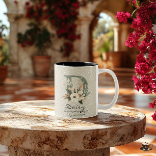 Tasse 2 Couleurs Monogramme Floral Boho Chic Personnalisé pour Dais