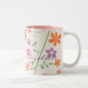 Tasse 2 Couleurs Monogramme floral chic de conception de motif