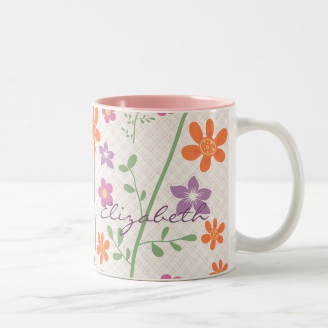 Tasse 2 Couleurs Monogramme floral chic de conception de motif (Droit)
