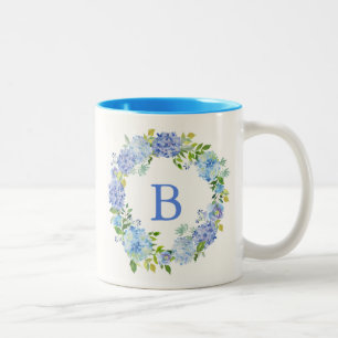 Tasse 2 Couleurs Monogramme floral du bouquet   de fleur de la