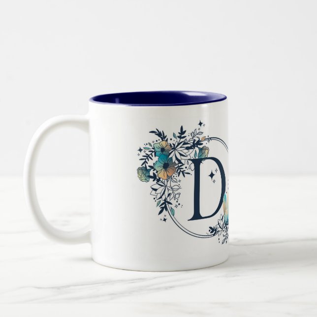 Tasse 2 Couleurs Monogramme floral mystique initial - Lettre D (Gauche)