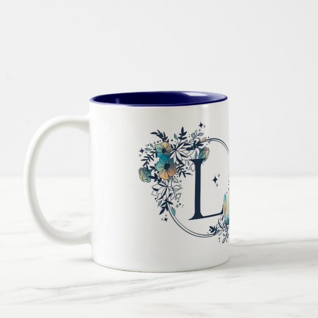 Tasse 2 Couleurs Monogramme floral mystique initial - Lettre L (Gauche)