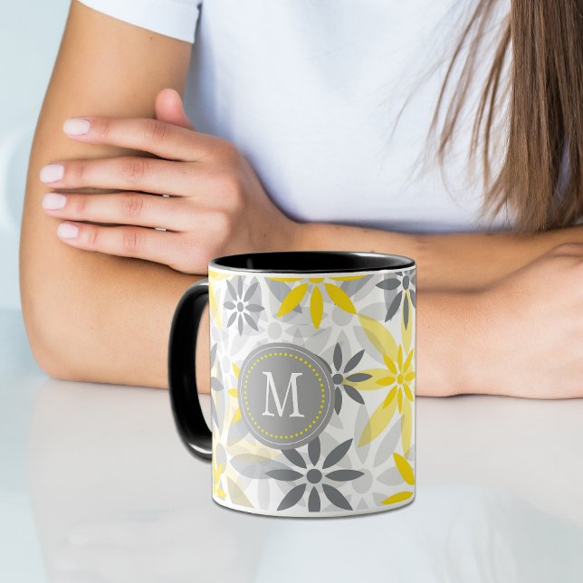 Tasse 2 Couleurs Monogramme Graphique en gris jaune (Créateur téléchargé)