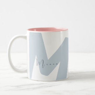 Tasse 2 Couleurs Monogramme Initiale Démesurée Moderne Nom de Scrip